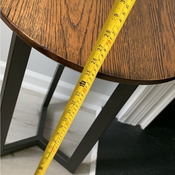 Contemporary Round‎ Chairside Table Wooden metal living room brown MCM - Picture 6 of 9